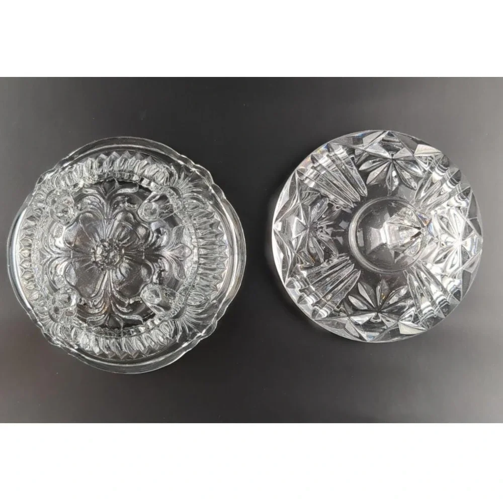 VTG MCM Crystal Candy Dish w/ Lid 4.25x5